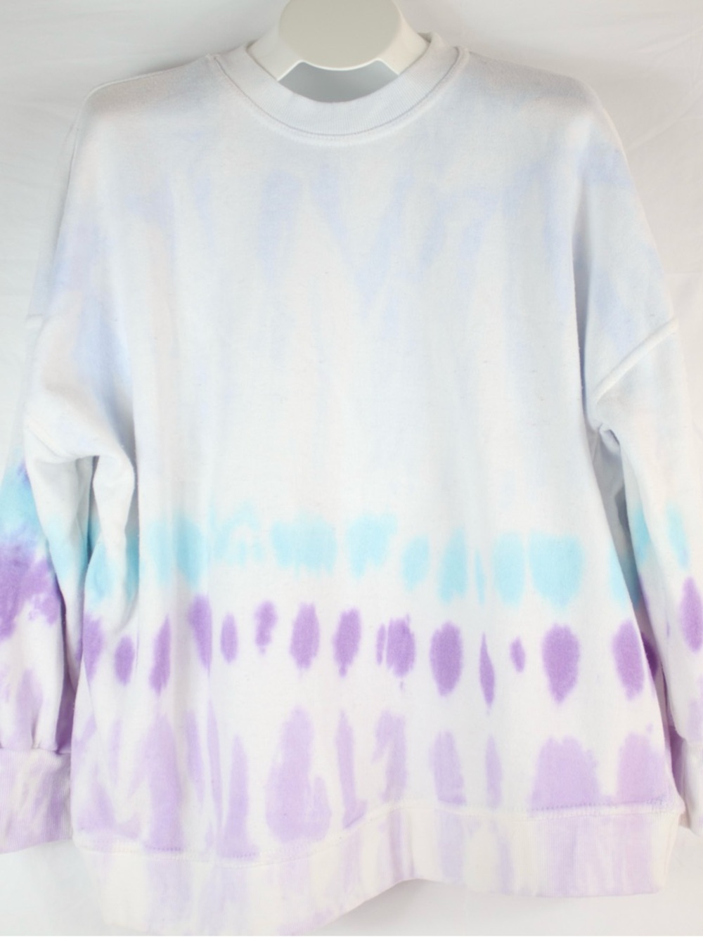 Dreamsicle White, Blue & Purple Tye Dye Crewneck Sweater Womens Size L